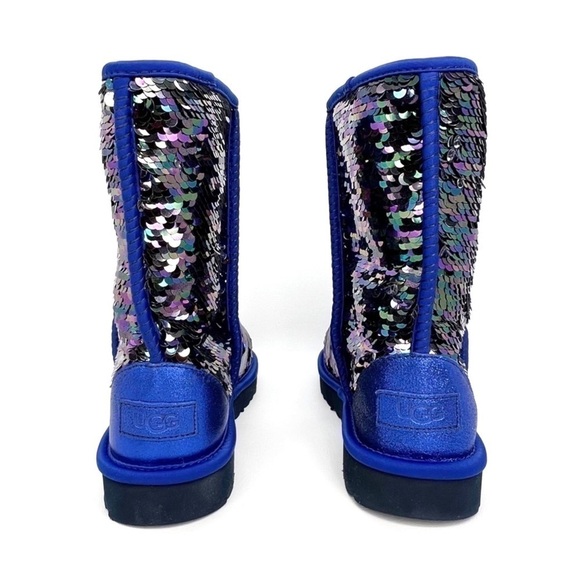 Ugg Classic Short Boots Sequin Womens Size 6 Blue Silver Mermaid Sparkle New NWT - Picture 5 of 15